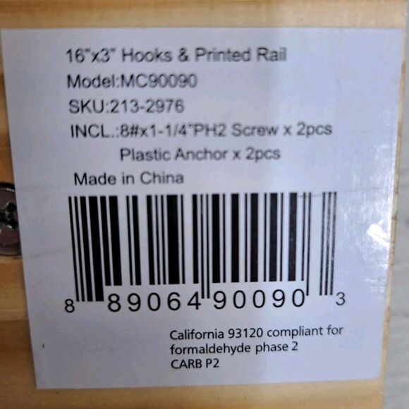 Wall Mounted Coat Rack With Glass Knobs Hook And Printed Rail 16"X3" - Picture 3 of 3